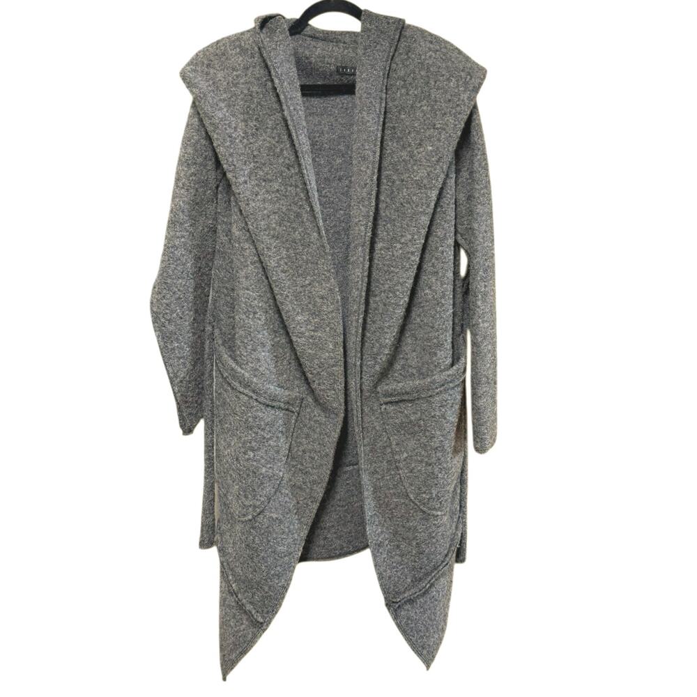 Caramel UK Gray Wool Cardigan Sweater Size Medium Large Long Asymmetric Luxury - Picture 3 of 6